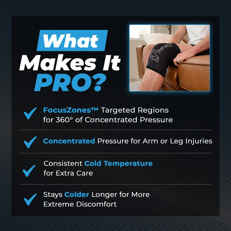 [Australia] - TheraICE Elbow Ice Pack PRO Compression Sleeve for Injuries, Reusable Gel Cold Packs Brace, Shin Splints, Calf Strain, Flexible Cold Wrap Recovery for Tennis Elbow, Tendinitis Pain Relief Large 