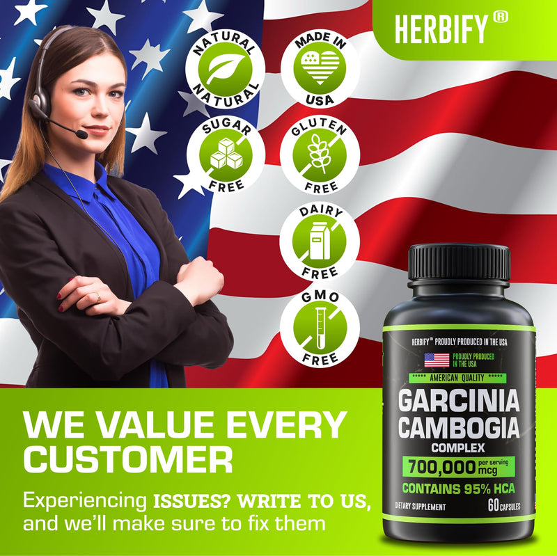 [Australia] - HERBIFY Garcinia Cambogia Wellness Support Supplement for Women & Men - Herbal Extract with Antioxidant Properties - Energy Booster for Daily Vitality and Digestive Support - 60 Count 