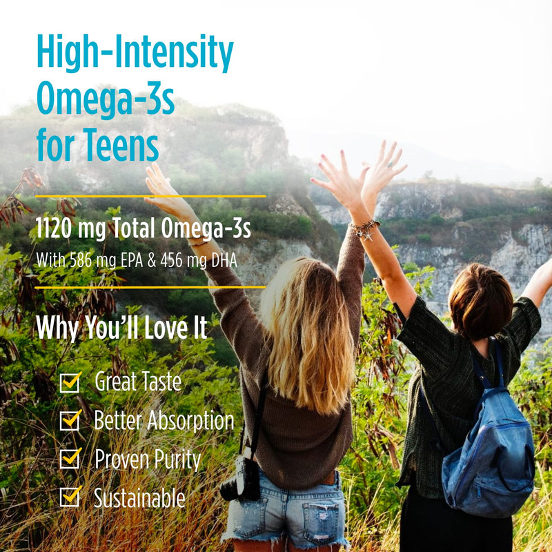 [Australia] - Nordic Naturals Ultimate Omega 2X Teen, Strawberry - 60 Mini Soft Gels - 1120 mg Total Omega-3s with EPA & DHA - Brain Health, Positive Mood, Social Development, Learning - Non-GMO - 30 Servings 