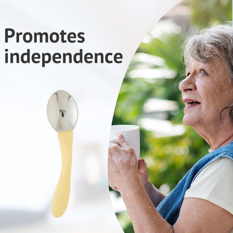 Homecraft Angled Caring Cutlery, Arthritis Aids, For Weak Grip, Easy Grip Eating Utensils for Elderly or Disabled, Right Handed Spoon, Ivory, 1 count