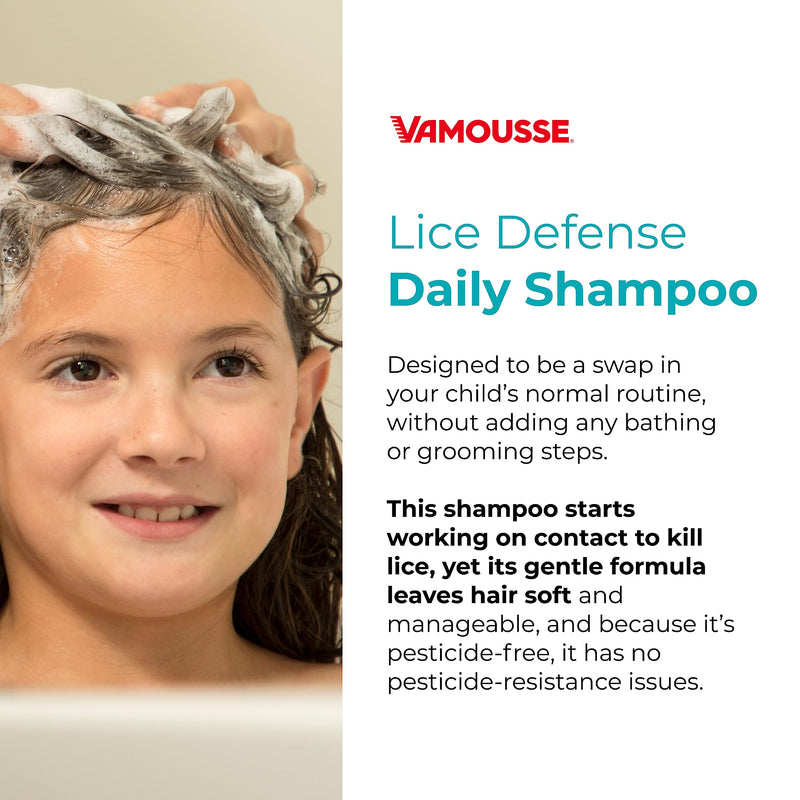 [Australia] - Vamousse Lice Defense Daily Shampoo, Kills Super Lice, Detects & Prevents Infestation, No Parabens, Sulfates or Dyes, Includes Tea Tree Oil & Eucalyptus, Family Size (13.5 Oz) 8 Fl Oz (Pack of 1) 