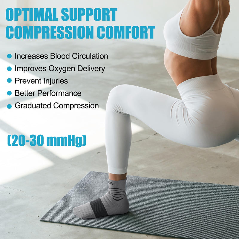 [Australia] - NEENCA Medical Compression Socks for Women & Men Circulation‚Äî2 Pairs, Ankle Compression Stockings for Pain Relief, Plantar Fasciitis, Swelling, Running, Nurses, Travel, Pregnancy, Flying. 20-30 mmHg Large Gray Black - 2 Pairs 