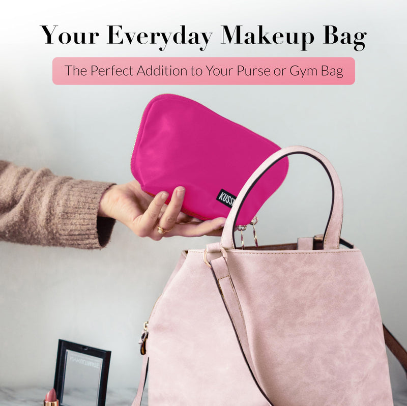 Washable Travel Makeup & Cosmetic Bag - Brush Organizer Sold Separately (Everyday, Pink/Teal)