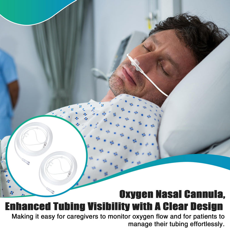 [Australia] - 10 Pack 7Ft Adult Oxygen Nasal Cannula, Soft Cannula Nasal Tubing for Adult, Oxygen Tubing with Soft Curved Nose Piece, High Flow Lightweight Transparent 