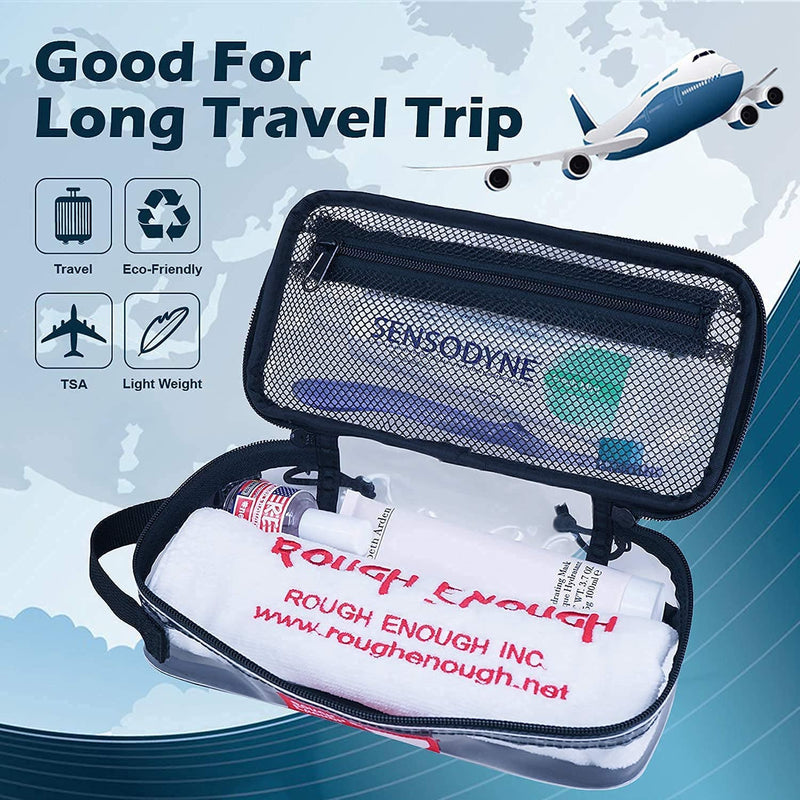 Rough Enough Clear Slim Stationery Pouch TSA Approved Toiletry Bag Clear Travel Toothbrush Case for Men Women