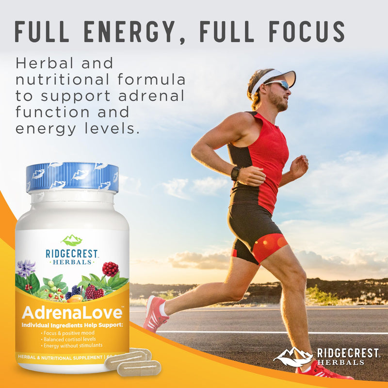 [Australia] - RidgeCrest Herbals Adrenal Fatigue Fighter (New Name Soon: AdrenaLove), Supplement with Ashwagandha, L-Theanine, Ginseng, Schisandra, Taurine, Holy Basil, Adaptogens, B Vitamins (60 Caps, 30 Serv) 