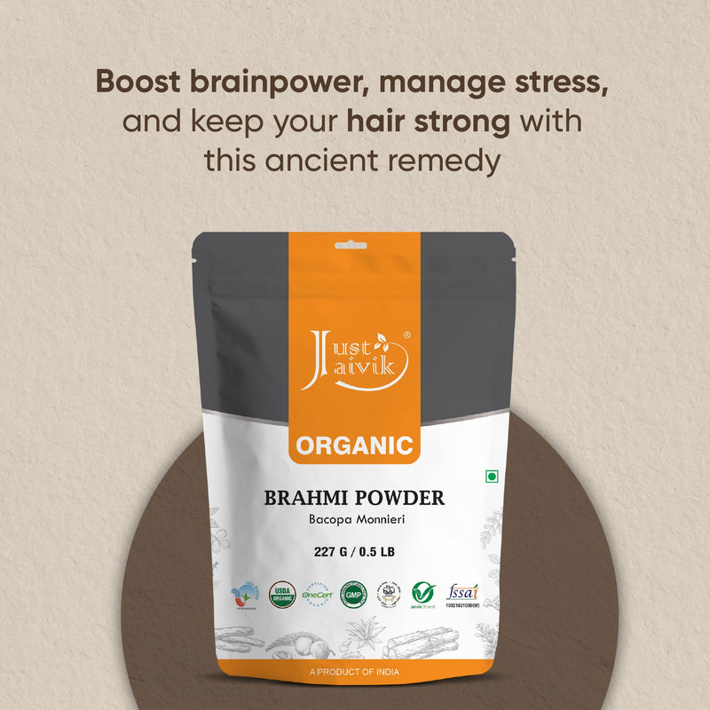 [Australia] - Just Jaivik 100% Organic Brahmi Powder Bacopa Monnieri- USDA Certified Organic, 227 GMS / 1/2 LB Pound / 08 Oz 