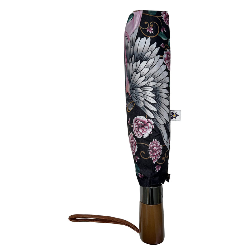 Anuschka Women’s Printed Umbrella – Foldable Umbrella with Automatic Open & Close Button - 3100 Guardian Angel Black
