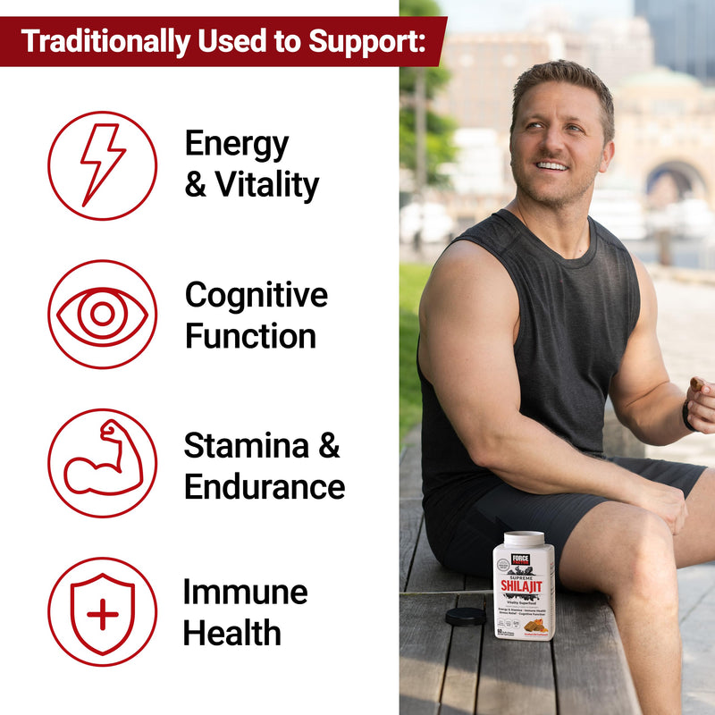 [Australia] - FORCE FACTOR Supreme Shilajit, Premium Himalayan Shilajit for Men & Women, Promote Energy, Stamina, Immune Health, Endurance & Focus, Smoked Old Fashioned Flavor, 60 Soft Chews 