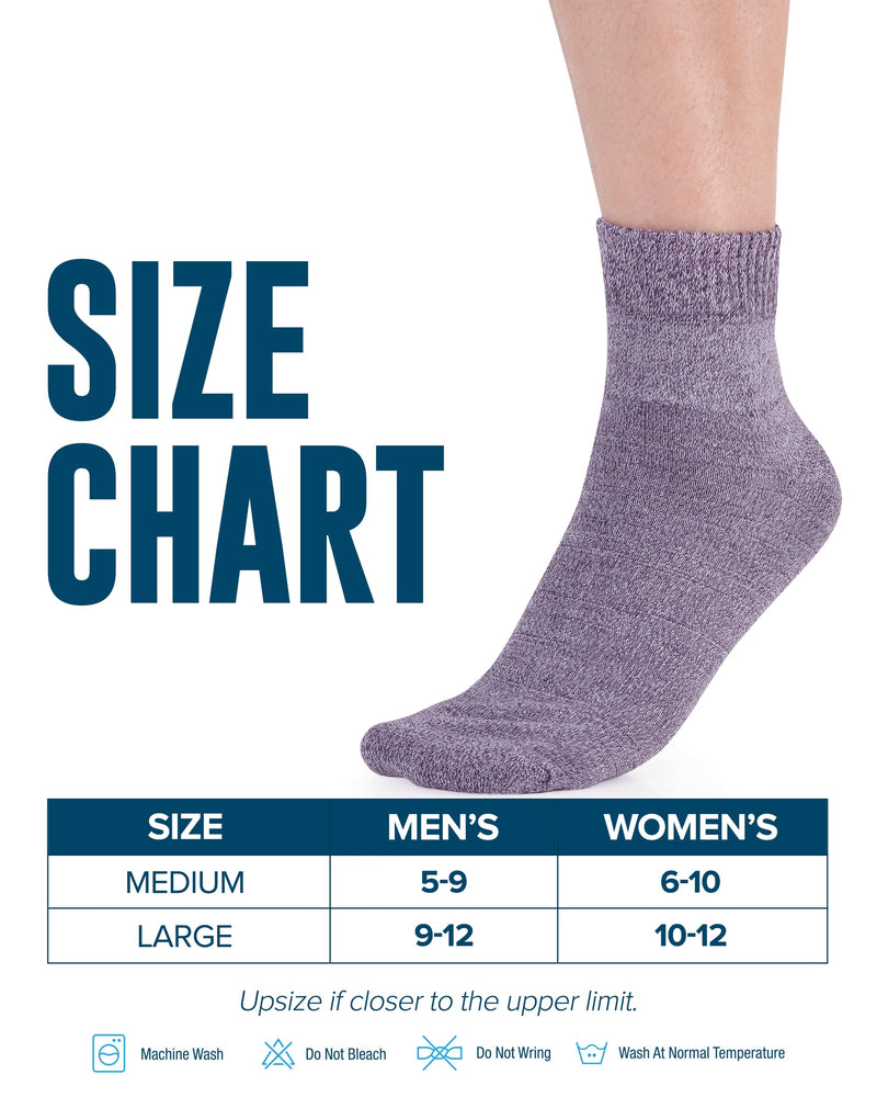 [Australia] - Doctor's Select Bamboo Viscose Diabetic Socks Women & Men - 4 Pairs Ankle Length Womens Diabetic Socks | Non Binding Socks Large Light Blue, Blue, Purple, Pink 