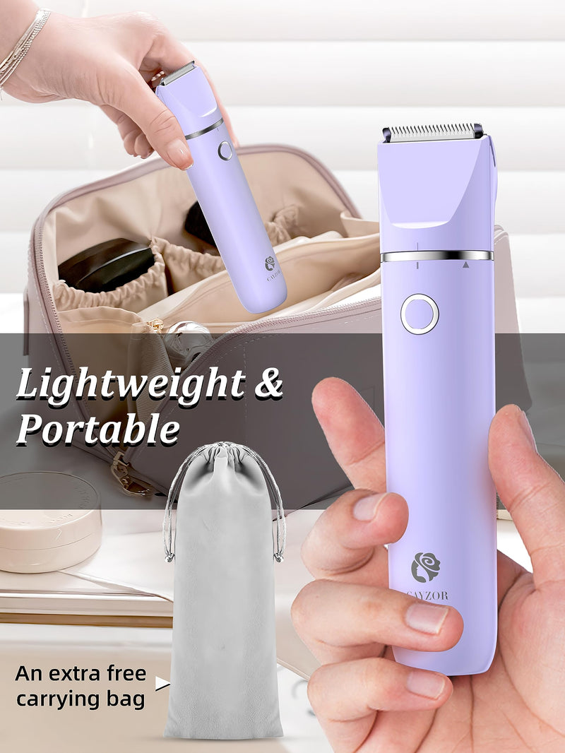 [Australia] - Bikini Trimmer and Shaver Kit for Women - 2-in-1 Wet/Dry Electric Body Hair Trimmer Facial Hair Removal Cordless Waterproof Bikini Shaver Razor for Face Lip Chin Pubic Underarm Legs (Purple) Purple 