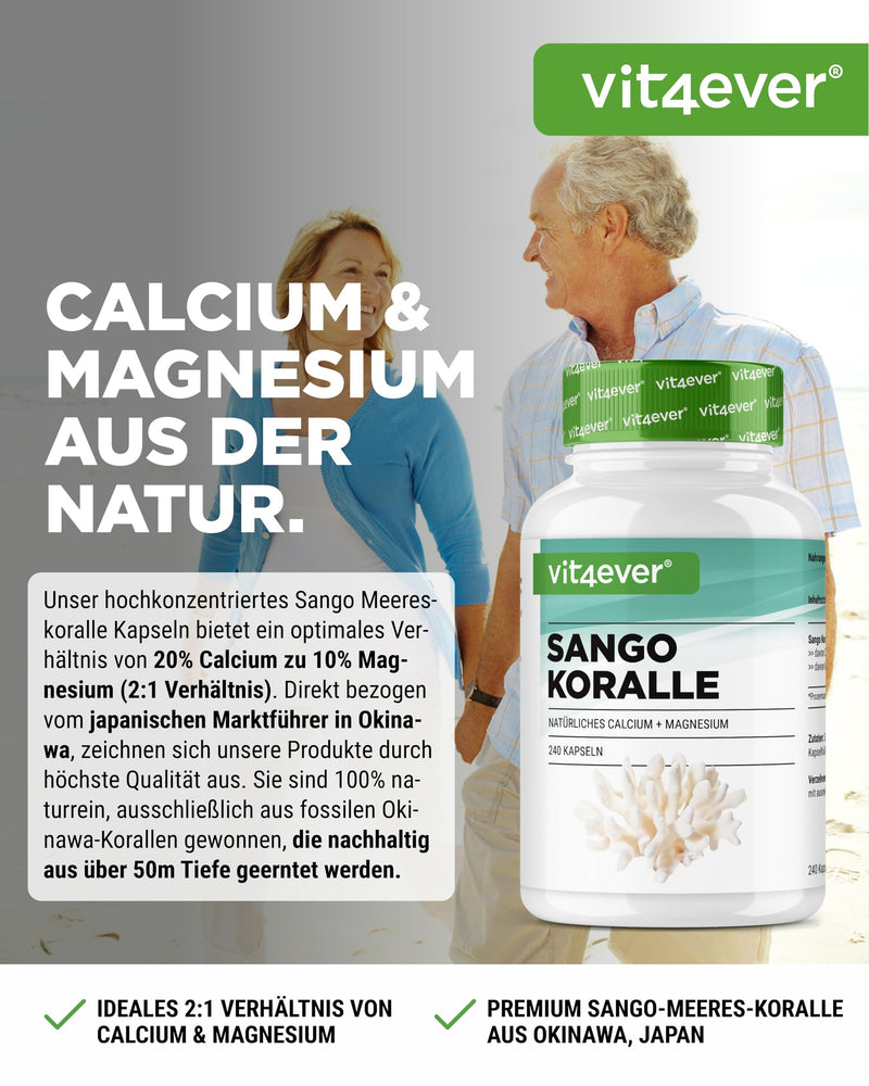 [Australia] - Sango Sea Coral - 240 capsules (3 months) - 660 mg calcium & 330 mg magnesium - natural source of calcium and magnesium - high dose 240 pieces 