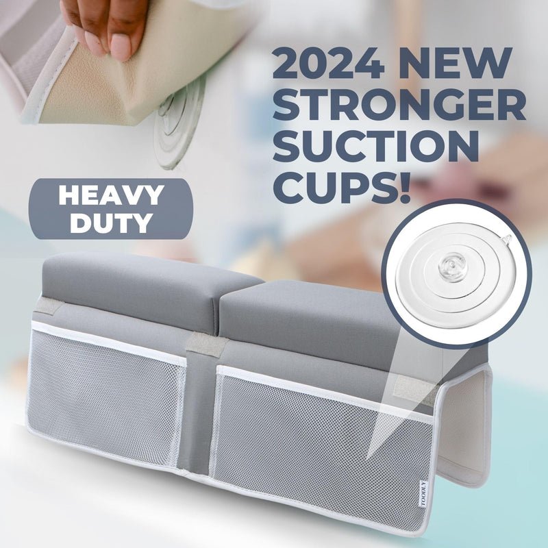 [Australia] - Comfortable Baby Bath Kneeler and Elbow Rest Pad Set ‚Äì Thick Memory Foam Bath Kneeling Pad with Elbow Support ‚Äì Baby Bathtub Cushion with Toy Organizer for Bathing Infant or Toddler - Grey 01/Grey 
