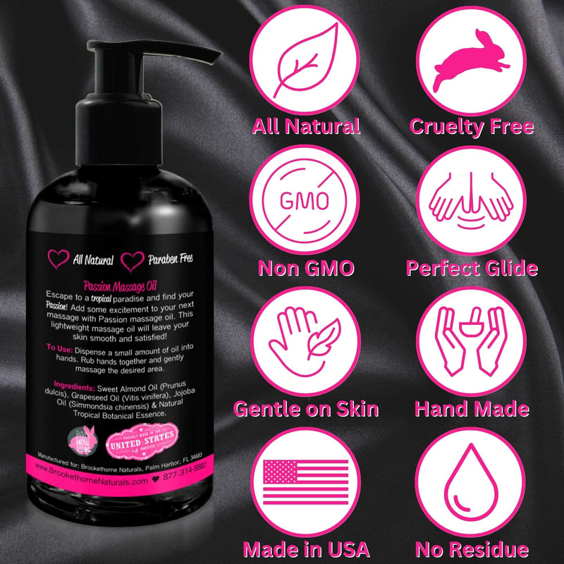 [Australia] - Passion Sensual Massage Oil for Couples | 100% Natural Body Massage Oil for Date Night with Jojoba Oil | Relaxing Massage Oil for Massage Therapy | Perfect Glide & Smooth Skin, Tropical Paradise Scent 