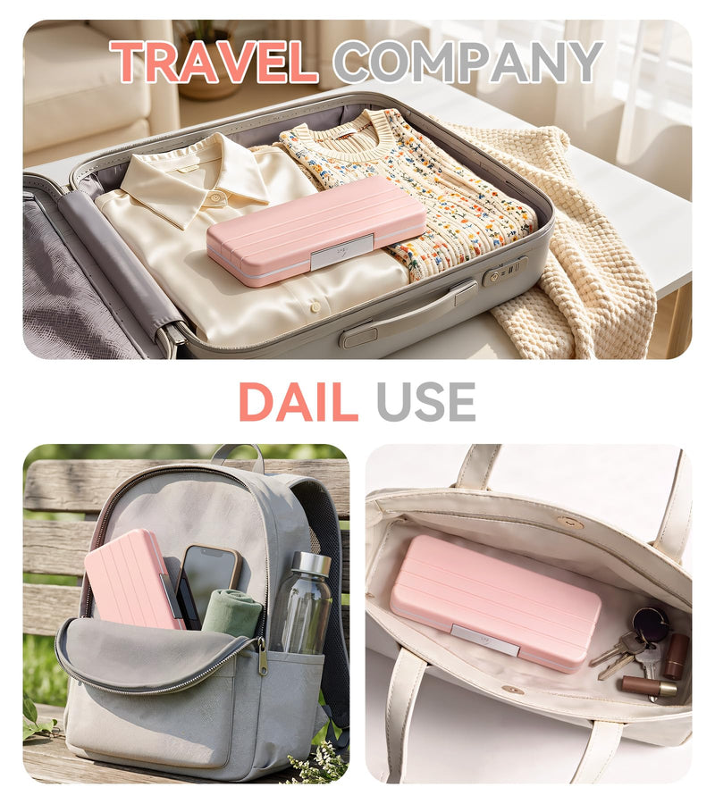 Betife AM PM Pill Organizer 2 Times a Day, 7 Day Pill Box - Pink | Removable AM/PM Daily Cases; Roomy for Fish Oil and Vitamins; Sturdy ABS Shell with Moisture-Resistant Silicone Protection.
