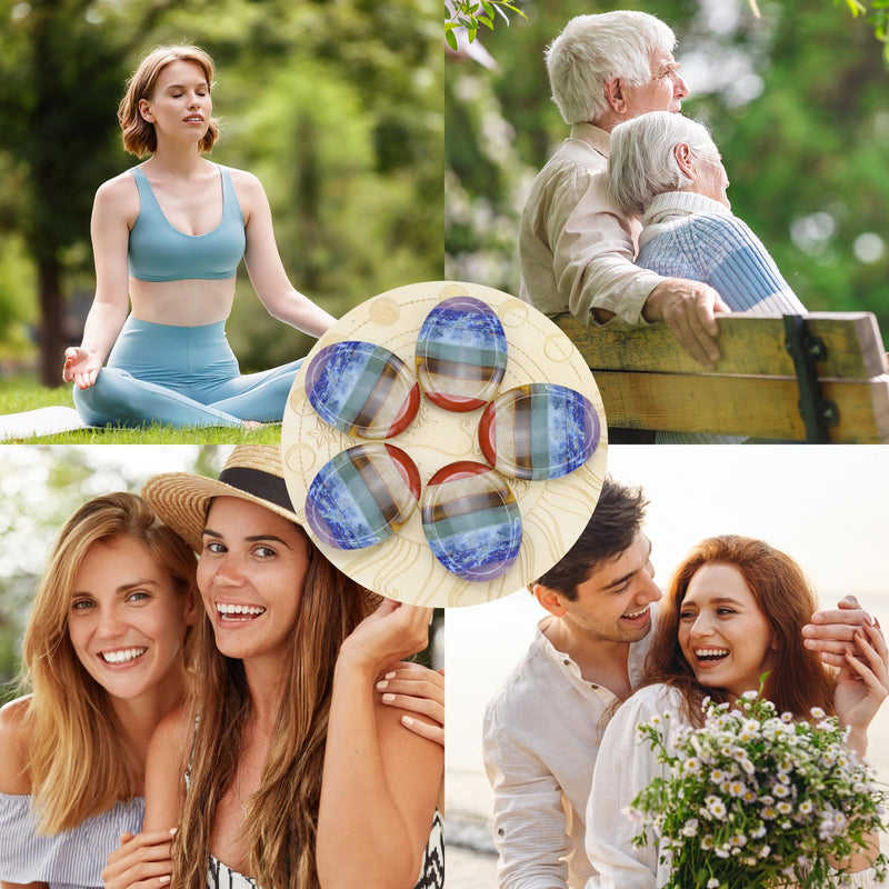 [Australia] - Thumb Worry Stone Crystals and Healing Stones for Anxiety Sensory 7 Chakra Oval Natural Tiny Meditation Accessories Mental Health Gifts Fidget Depression Stress Anxiety Relief Items for Women 7chakra Oval Shaped 