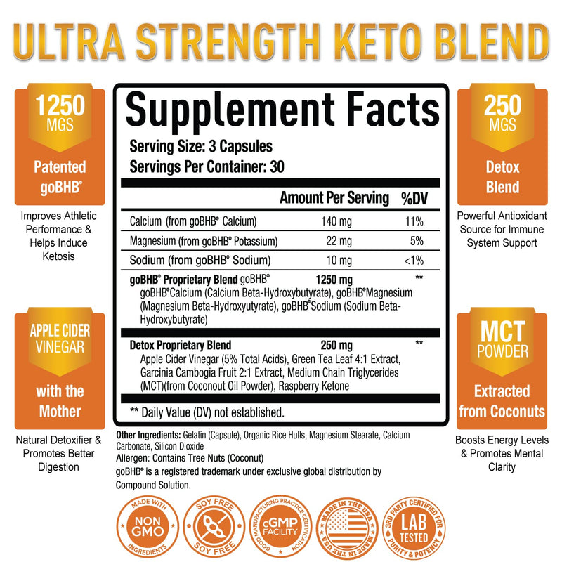 [Australia] - Purely Optimal Keto BHB + Apple Cider Vinegar Capsules with The Mother - Keto Diet Support, BHB Exogenous Ketones for Ketosis, Energy & Focus - Keto ACV Supplement for Women & Men - 90 capsules 