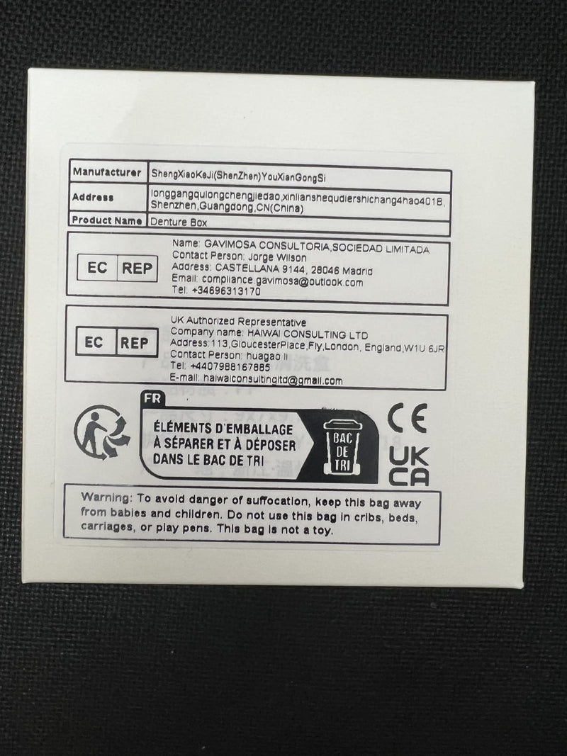 Electroplated Denture Case with Mirror, Portable Retainer Case Compatible with Transparent Braces, Mouth Guard, Orthodontic Retainers, Braces Box Organize and Protect Oral Supplies (Blue) Blue