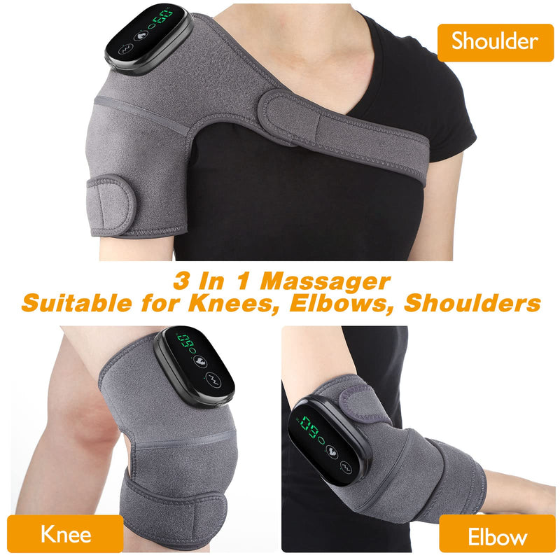 Cordless Knee Massager with Heat Vibration, Knee Heating Pad, Electric Heated Knee Brace Shoulder Heating Pads Elbow Wrap with 3 Heat Levels and Massage Modes Pack of 1