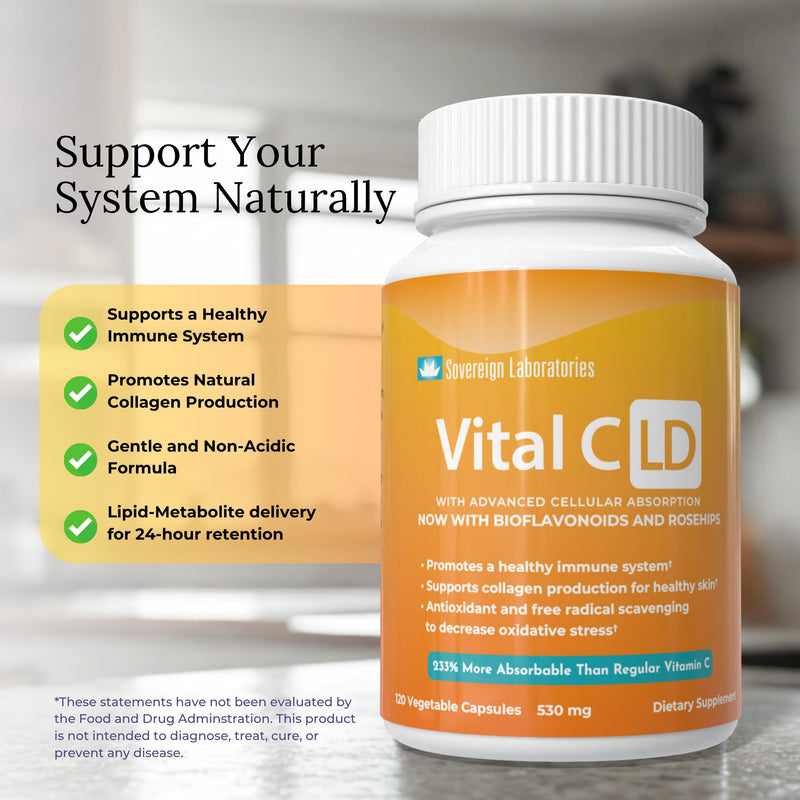 Vital C-LD - Enhanced Liposomal Vitamin C - 530mg Capsules - 120 Count 120 Count (Pack of 1)