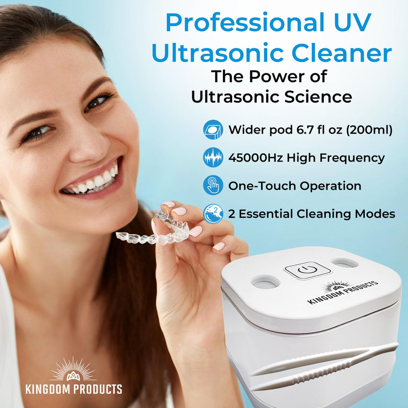 [Australia] - New Ultrasonic Retainer Cleaner with a Larger 200ML Pod, 45kHz Retainer Cleaner Machine for Dentures, Night Guard Cleaner, Mouth Guard Cleaner, Denture Cleaner, Aligner Cleaner 