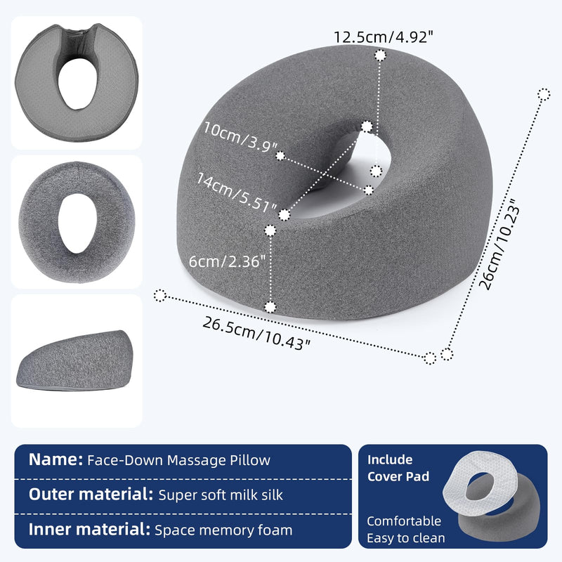 [Australia] - LIARTY Face Down Pillow with Silk Cover, Massage Headrest for Bed, Eyes Comfort, Stomach Sleeping, Prone Sleepers, Beach Tanning, Salon Spa Accessories Equipment 