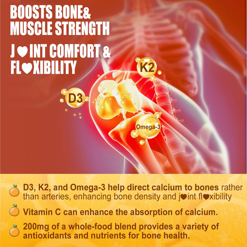 Nextdia Vitamin D3 K2 MK7 Gummies 5000IU with Magnesium Zinc for Adults | Whole-Food Plant-Based with Vitamin C, B12, Omega-3 & 5 Organic Veggies; Bone, Teeth, Energy & Immune Support, Sugar Free 60 Count (Pack of 1)