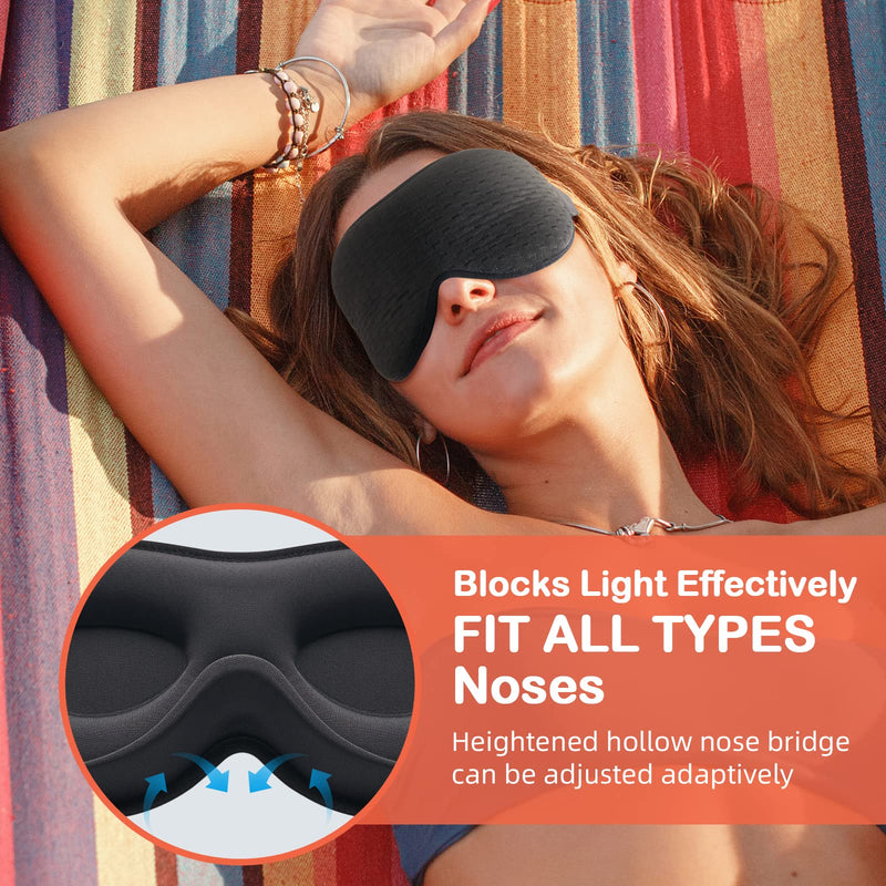 [Australia] - INNELO 3D Contoured Sleep Mask for Side Sleepers, 100% Light Blocking Sleeping Mask for Men & Women, Soft, No Pressure on Eyes, Airplane Blindfold for Travel, Night Eye Cover for Nap, Yoga, Black 