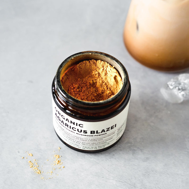Erbology Organic Agaricus Blazei Mushroom Powder 50 Servings - 25% Beta-glucans - Immunity and Heart Support - Small Batch - Sustainably Grown in Europe - Vegan - Non-GMO - No Added Fillers