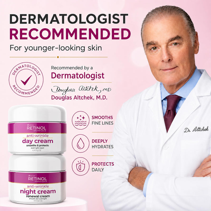 Retinol LIVAURA Day & Night Cream for Women - Anti Aging Wrinkle Cream Set | Anti aging night moisturizer for face and SPF 20 day moisturizer - smooths deep wrinkles on mature, dry skin