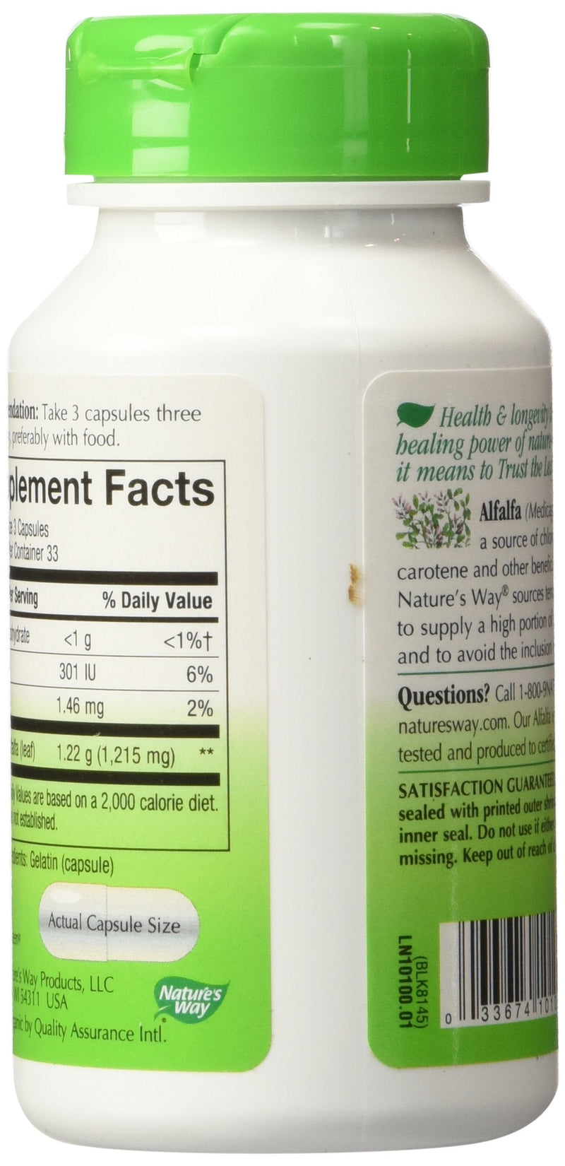 [Australia] - Nature's Way Alfalfa Leaves, 1,215 mg, 100 Vegetarian Capsules, Pack of 2 
