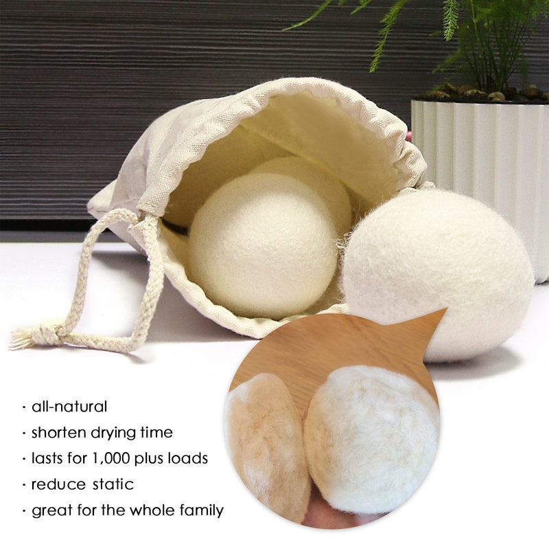 [Australia] - 6 Pack All Natural Organic Wool Dryer Balls XL Size - Reusable Chemical Free Natural Fabric Softener, Anti Static, Reduces Clothing Wrinkles and Saves Drying Time 6 