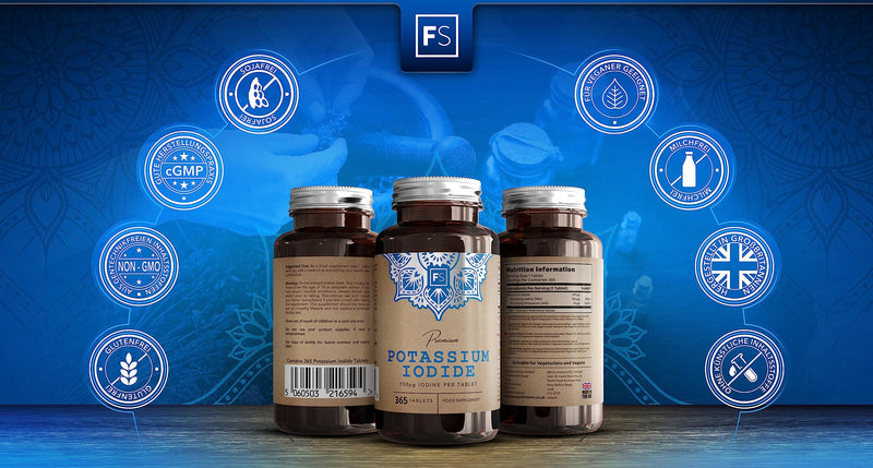 [Australia] - FS iodine tablets with potassium iodide | 365 high-dose potassium tablets - 150mcg potassium iodide per serving | GMO, gluten, dairy and allergen free | Made in Britain 