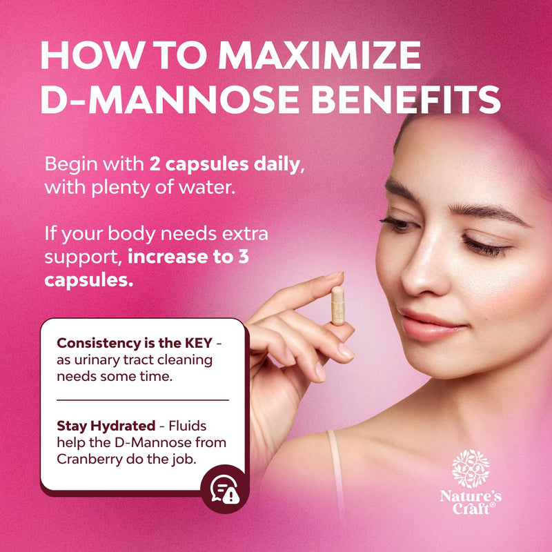 [Australia] - D Mannose with Cranberry Supplement - Potent D Mannose 1000mg Capsules for Kidney Defense Support & Cleanse and Urinary Tract Health for Women & Men - Bladder Health Supplement for Adults - 120 Count 120 Count (Pack of 1) 