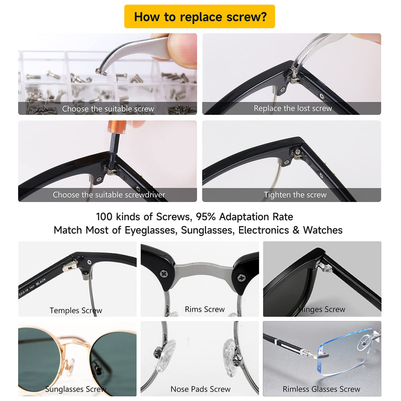 [Australia] - Upgraded All-in-One Magnetic Eyeglass Repair kit with Magnifying Glass, Repair Tool Kit with 12 interchangeable Screwdriver Bits, Nose Pads, Screws and Tweezer for Eyeglass, Sunglass, Watch, Laptop 