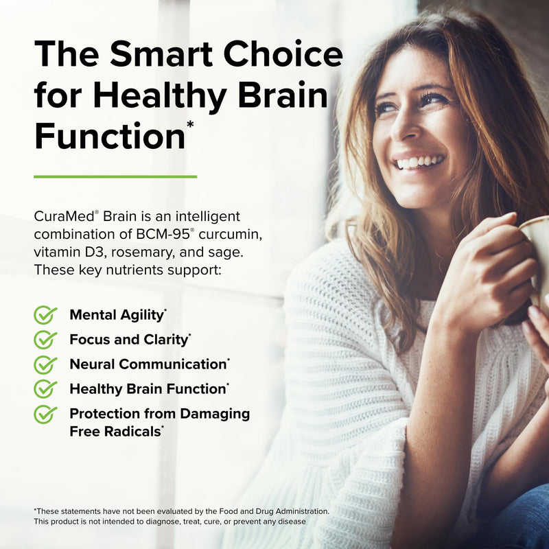 [Australia] - Terry Naturally CuraMed Brain - 60 Softgels - with BCM-95 Curcumin, Vitamin D3, Rosemary & Sage - Non-GMO, Gluten Free - 30 Servings 1 