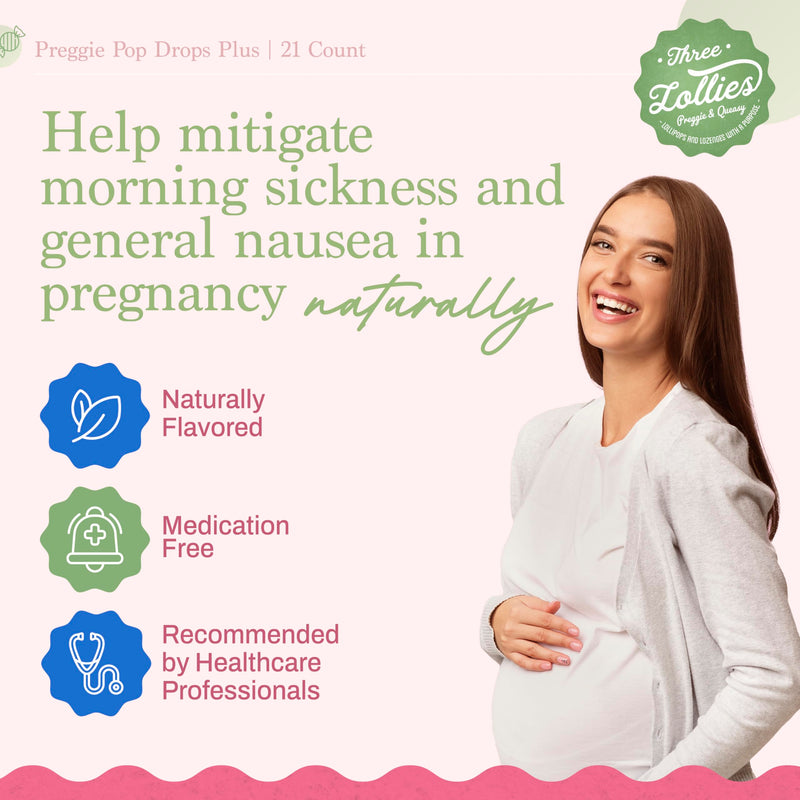 Three Lollies Preggie Pop Drops Plus Pregnancy Candy, 21 Count Sour Raspberry & Sour Lemon 1.77 Fl Oz (Pack of 1)
