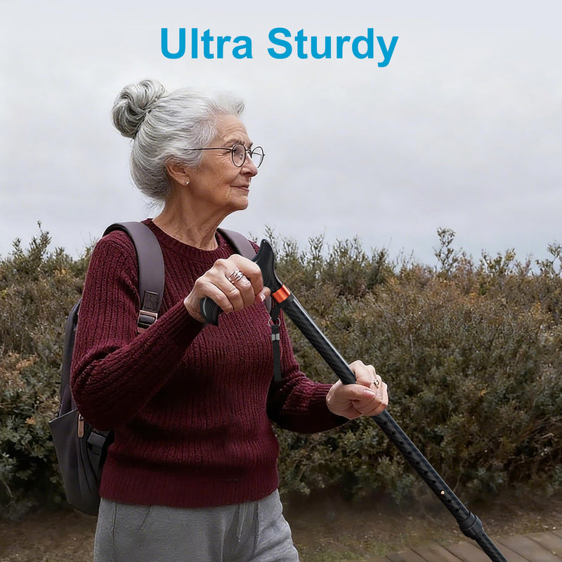 [Australia] - Carbon Fiber Canes for Women & Men – Walking Cane Weighs Only 1.1 lb, Adjustable Walking Stick with Single-Point Base for Seniors, Second Support Handle to Help Rise from Chairs Single Base 
