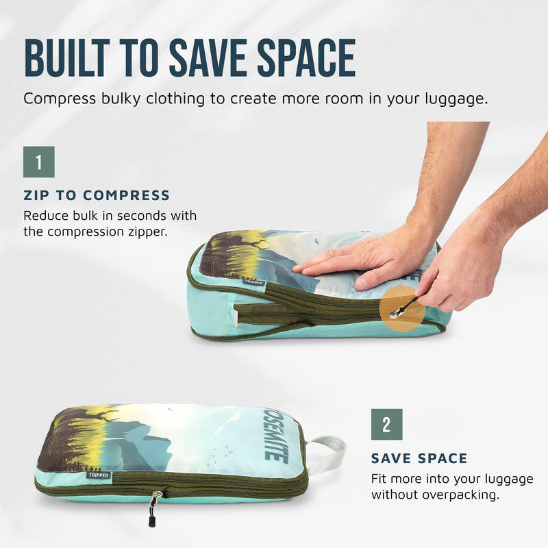 TRIPPED Travel Gear Large Compression Packing Cubes 7-Piece Set for Travel National Parks