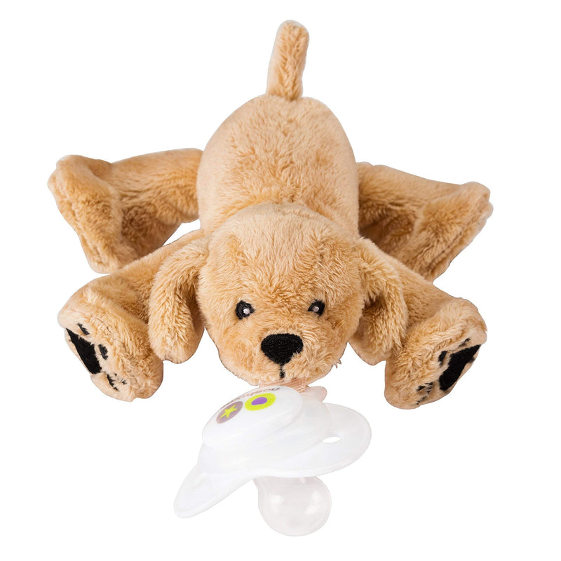 [Australia] - Nookums Paci-Plushies Buddies - Retriever Pacifier Holder - Adapts to Name Brand Pacifiers, Suitable for All Ages, Plush Toy Includes Detachable Pacifier Rufus the Retriever 
