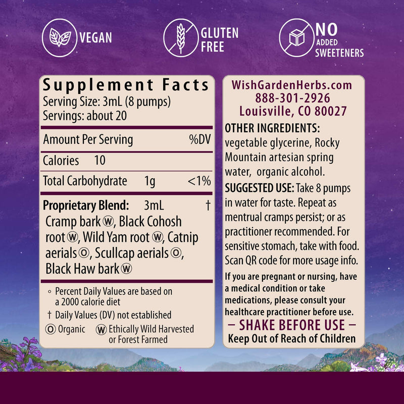 [Australia] - WishGarden Herbs Cramp Release - Natural Herbal Menstrual Cramp Relief Supplement with Cramp Bark, Fast-Acting Tincture Soothes Period Cramps, Supports a Healthy Hormone Cycle, Mood & Relaxation, 2oz 2 Fl Oz (Pack of 1) 