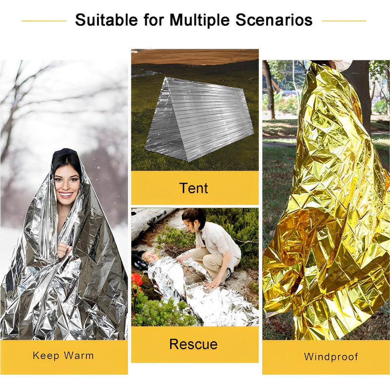 [Australia] - ElevaPulse Pack of 4 Rescue Blankets 210cm x 130cm, Rescue Blanket Gold Silver, Rescue Blankets, Safety Blanket, for Outdoor, Hiking, Survival, First Aid Blankets, Robust, Tear-Resistant & Waterproof 