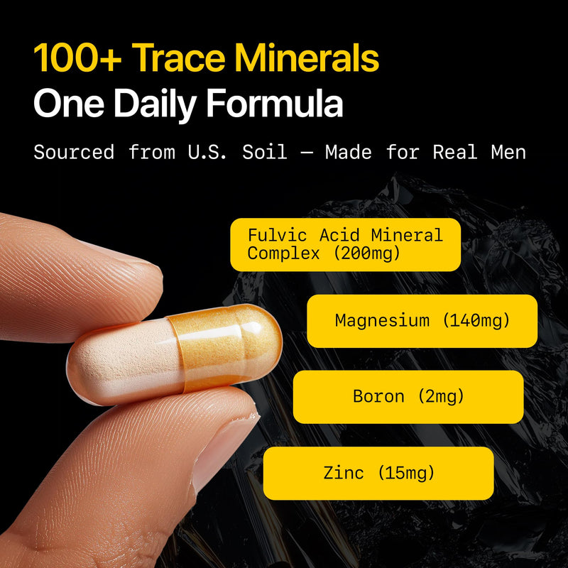 Menerals Mens Multivitamin, Trace Mineral Supplement with Fulvic Acid 60Ct | Testosterone - Natural All-in-One Men's Mineral Formula; Pairs Trace Minerals with Fulvic Acid; 60-Count Bottle 60 Count (Pack of 1)