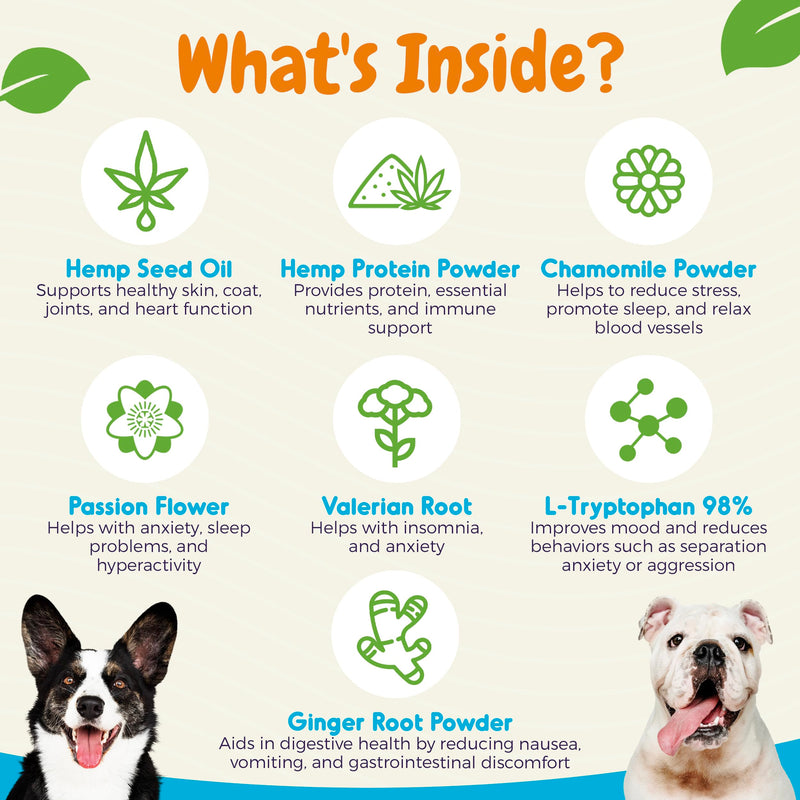 Inner Paw Calming Chews for Dogs – Natural Calming Dog Treats – Tasty Chew Snacks with Chamomile, Valerian Root, Organic Ginger – Efficient Dog Stress Reliever – 120 Soft Chews - PawsPlanet Australia