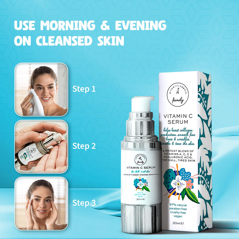 Vitamin C Serum for Face with Hyaluronic Acid, Aloe Vera, Retinol, and Vitamin E - Natural Skin Care for Beautiful and Healthy Skin - Brightening Serum for Dark Spots and Fine Lines