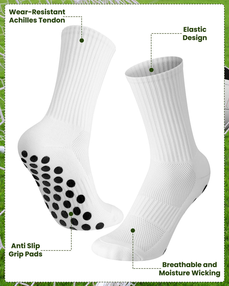 [Australia] - Eurzom 4 Sets Grip Soccer Socks with Shin Guard Sleeves for Men Non Slip Pads Black and White Athletic Socks with Compression Leg Sleeves for Christmas Soccer Football Basketball Sports Gifts 