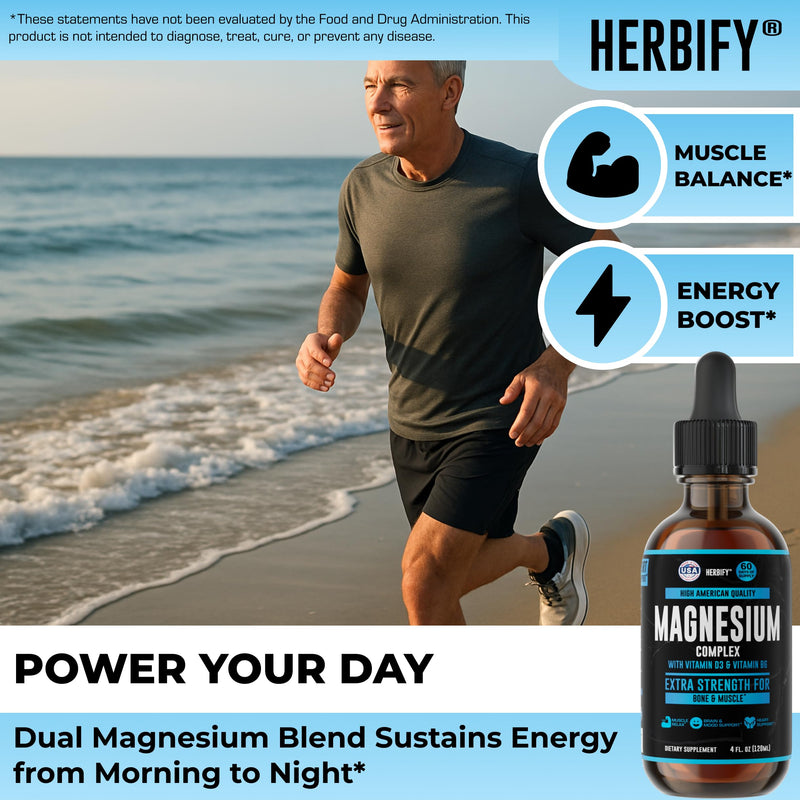 Magnesium Complex Drops - Magnesium Citrate Liquid Complex with Vitamin D Vitamin B6 Vitamin C - Potassium Supplement for Muscle, Mood, Heart & Nerve Support - Made in USA - 4 Oz