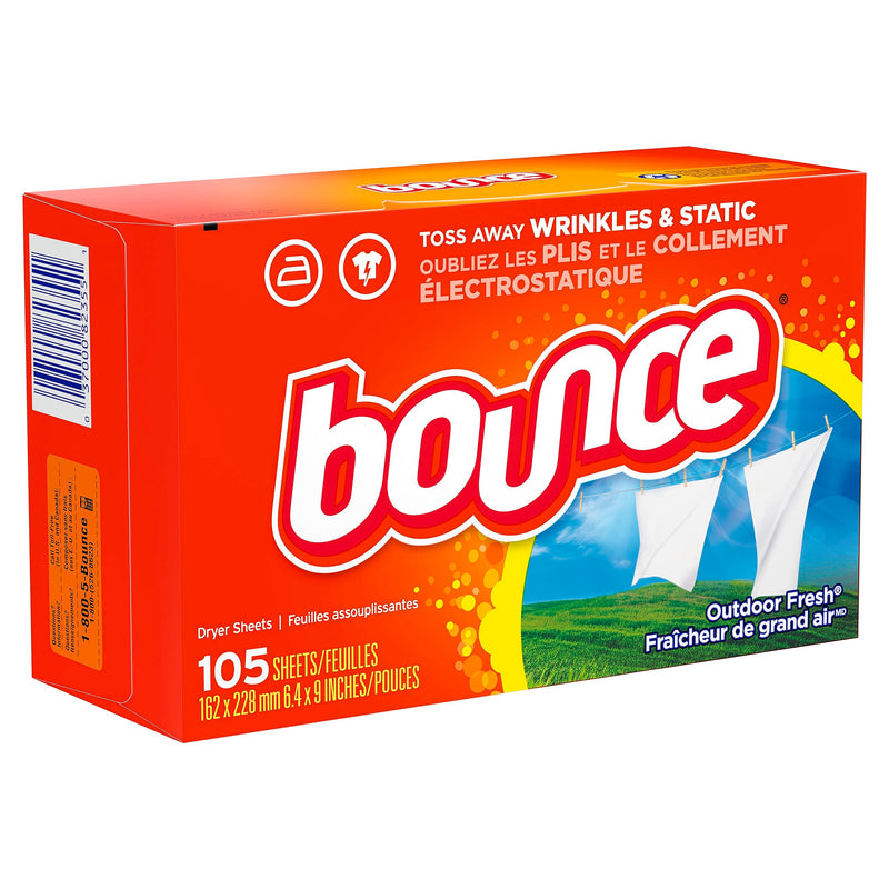 [Australia] - Bounce Dryer Sheets, 105 Sheets, Outdoor Fresh Scent Fabric Softener Sheets, Reduces Static, Softens and Fights Wrinkles 105 Count (Pack of 1) 