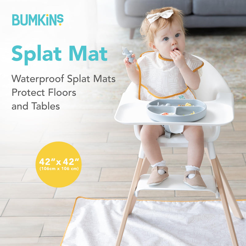 [Australia] - Bumkins Baby Splat Mat for Under High Chair, Babies Toddlers Eating Mess Mat, Waterproof Reusable Cloth for Arts and Crafts, Playtime Mat for Kids, Floors or Tables, Fabric 42inx42in, Desert Boho B2 Wander 