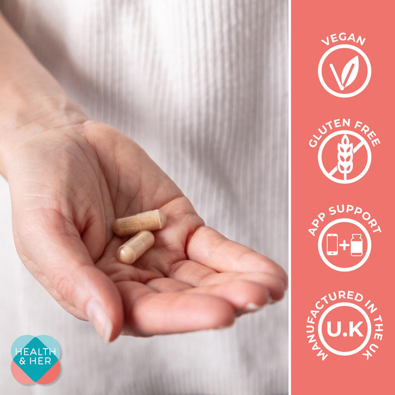 Health & Her Premenstrual Supplements for Women - with Ashwagandha, Flaxseed and Ginger Root - 2 Month Supply, 120 Capsules - Vegan & Gluten Free 60 count (Pack of 2)